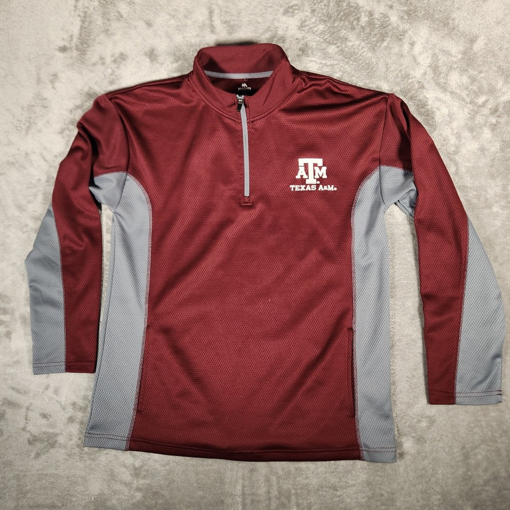 Knights Apparel‎ Texas A&M Pullover Mens L Maroon Excellent 1/4 Zip Mesh Sport